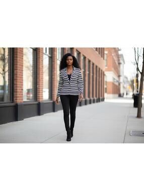 Calvin Klein Women's Black and White Striped Blazer